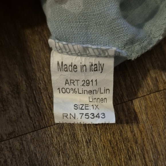 Lungo L'Arno Floral Women's Linen Blouse in Blue and Gray Sz 1X - Picture 5 of 5